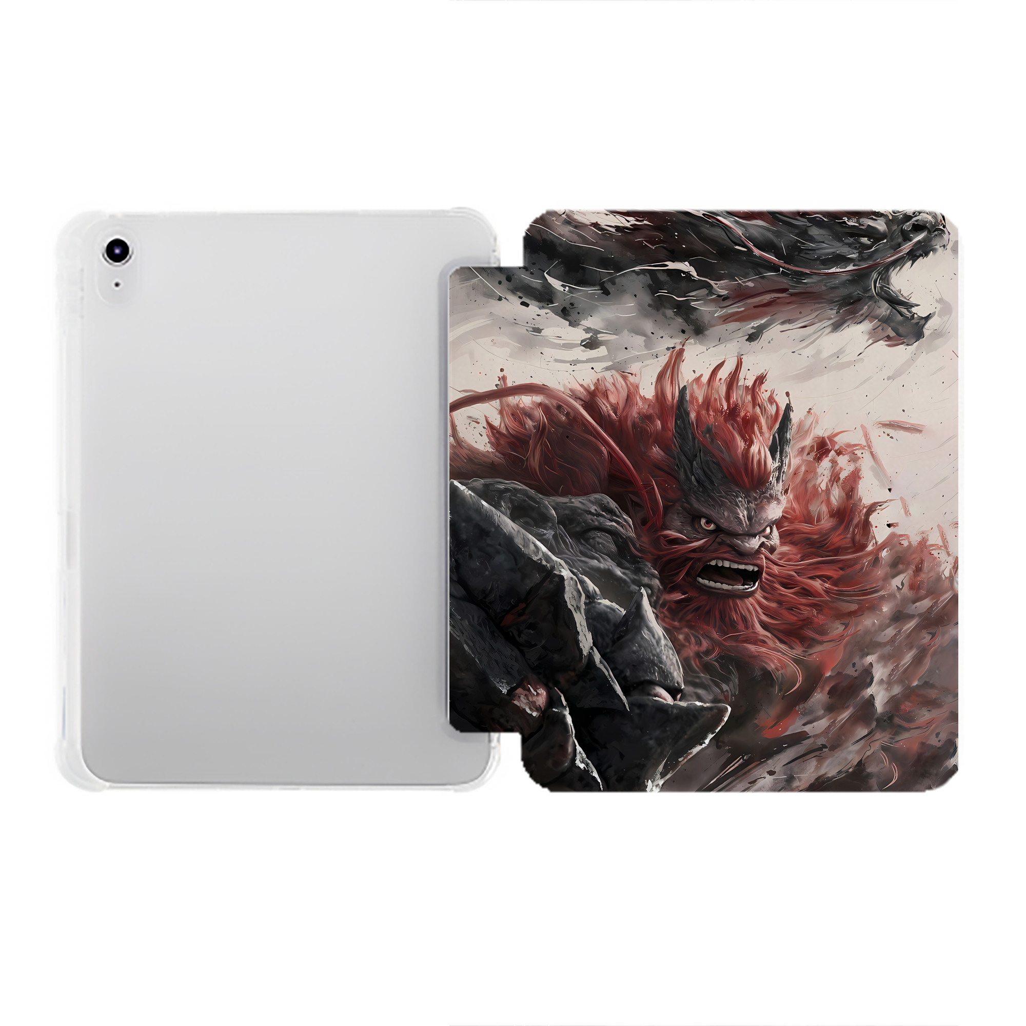 （画像用） Ne Zha 2 ナタ 魔童の大暴れ IPad ケース ペン収納付き 三つ折りスタンド PUレザー×シリコン 対応機種9.5/10.5/10.9インチ